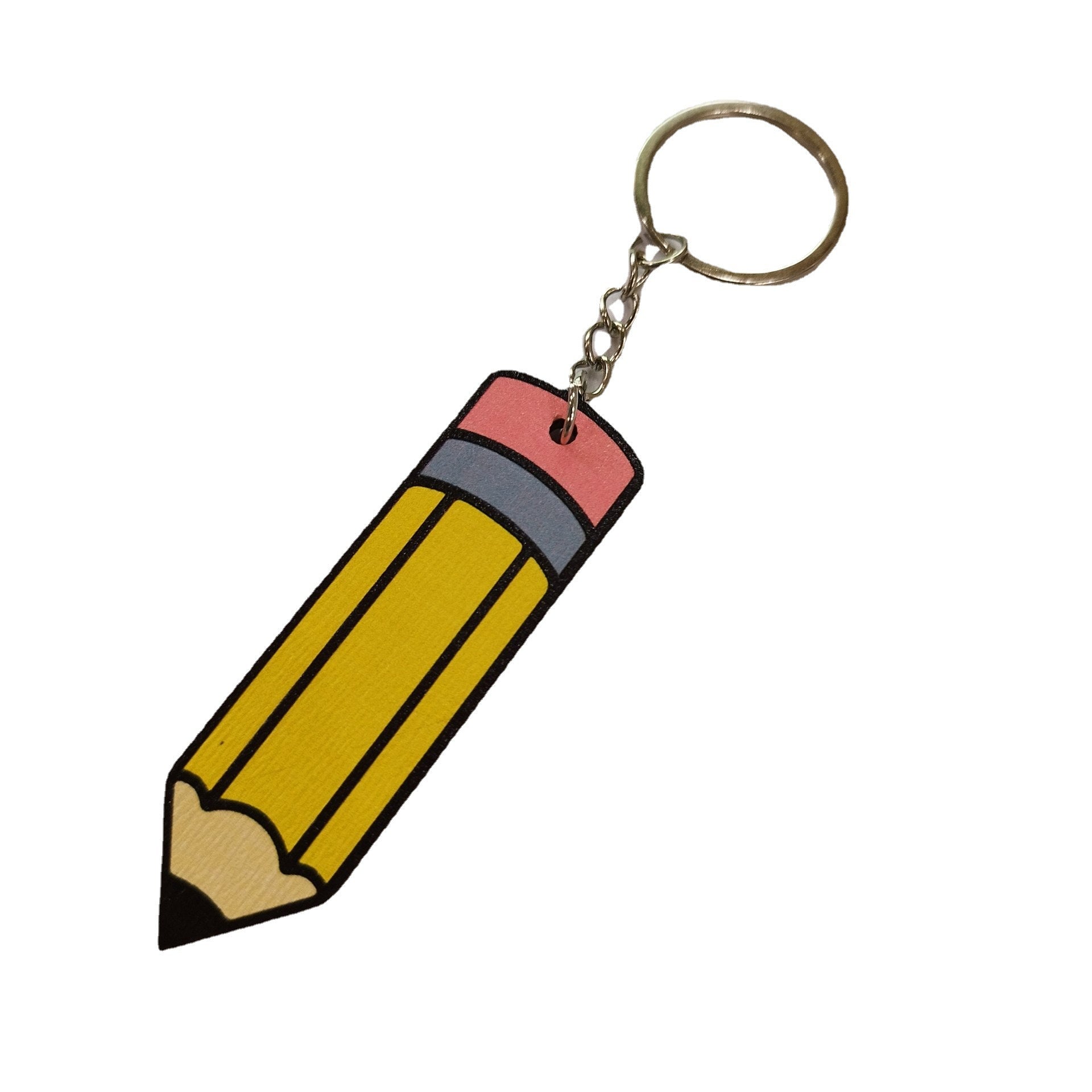 Wholesale Wood Chip Rainbow Pencil Keychain